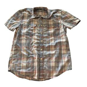 Lucky Brand Gray and Red Casual Button Down Shirt